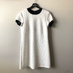 Zara White Embossed Knit Dress w/ Black Trim Sz Sm